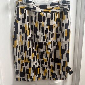 Ras Abstract Pencil Skirt - Black, Yellow, Cream